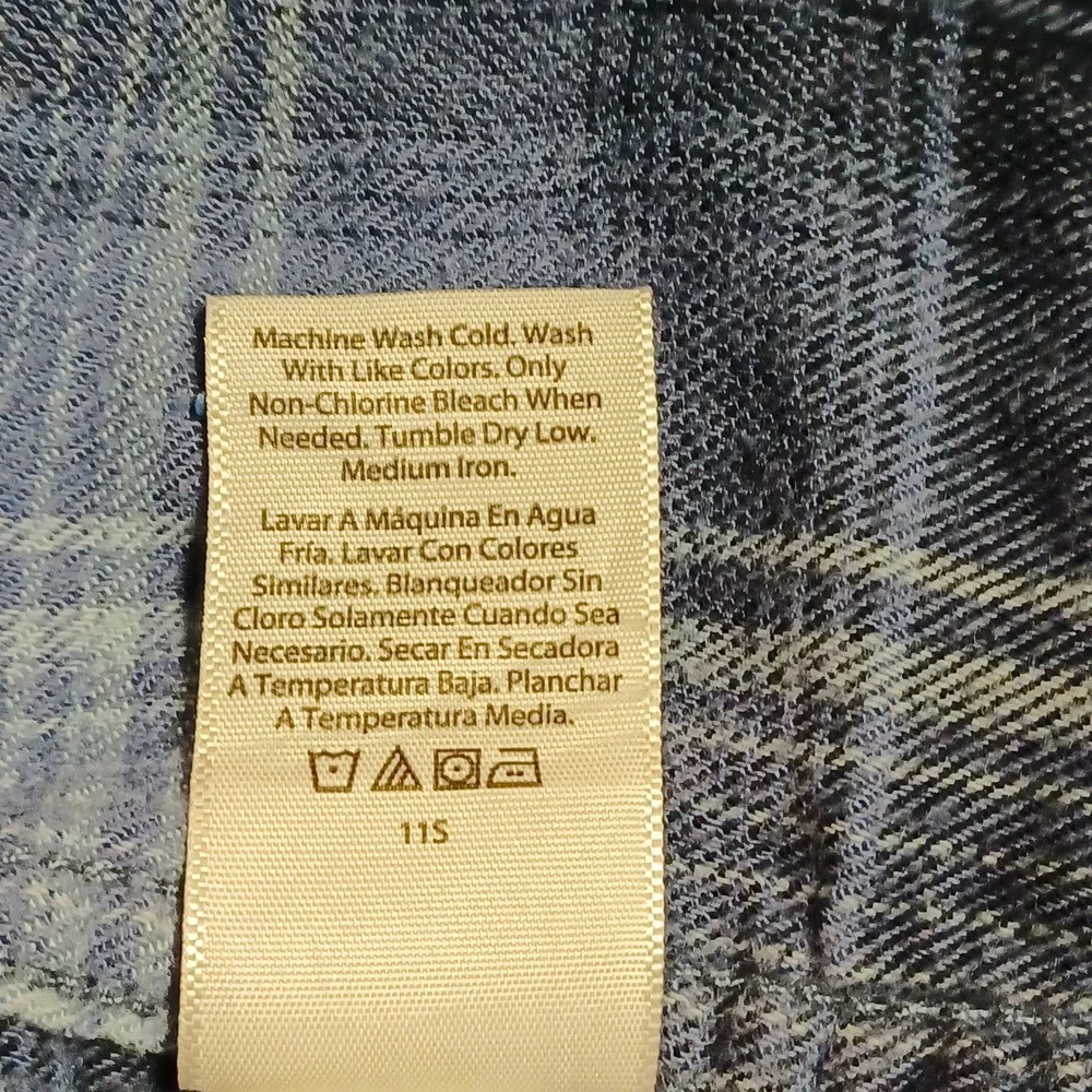George Mens Plaid Button Down Shirt Blue Grey Long Sleeve S 34-36 GE32100029